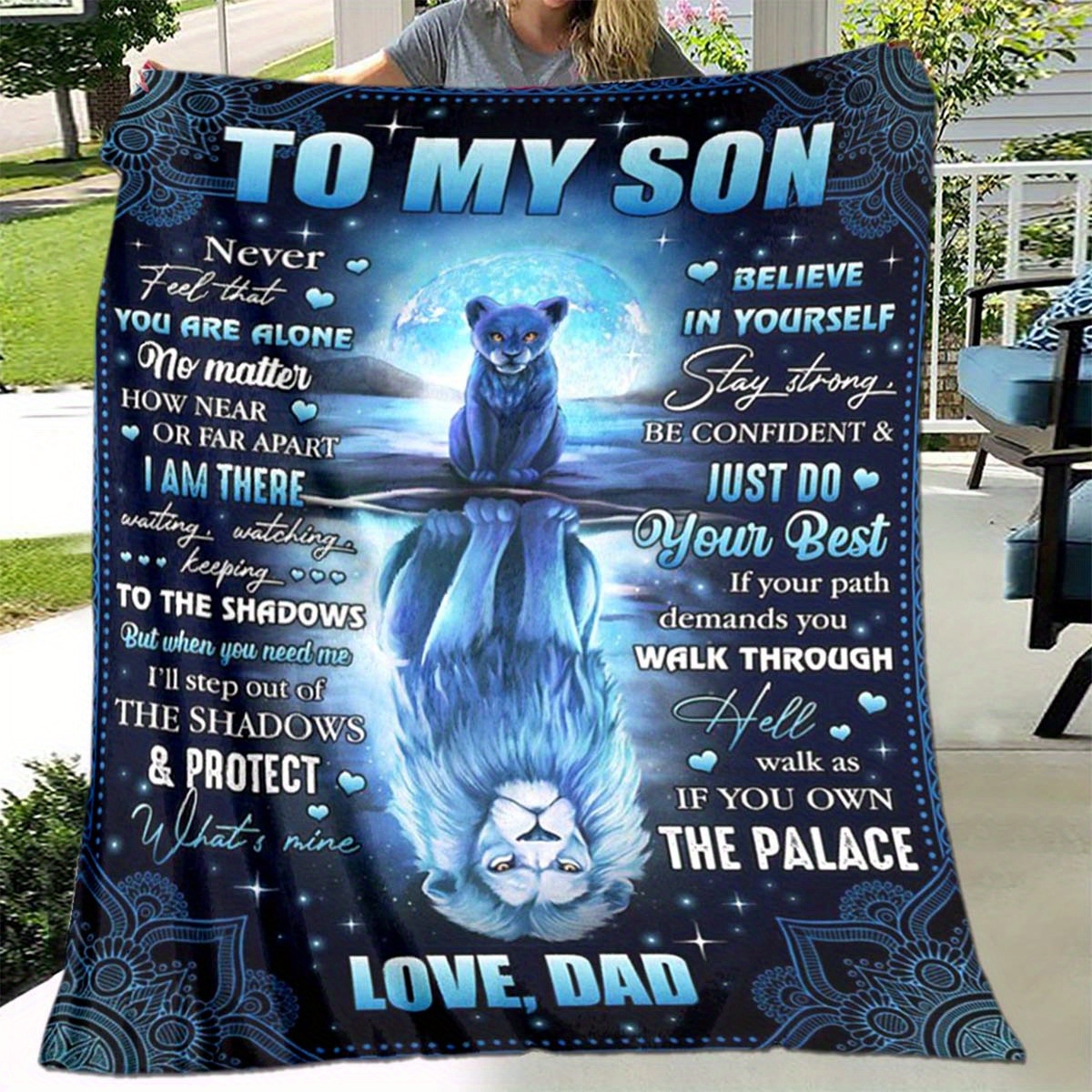 

To My Son 3d Flannel Throw Blanket - Polyester 100% - Warm Soft Sofa Couch Chair Cover For Living Room, Bedroom, Travel, Winter Reading And Pet Love - Love Dad