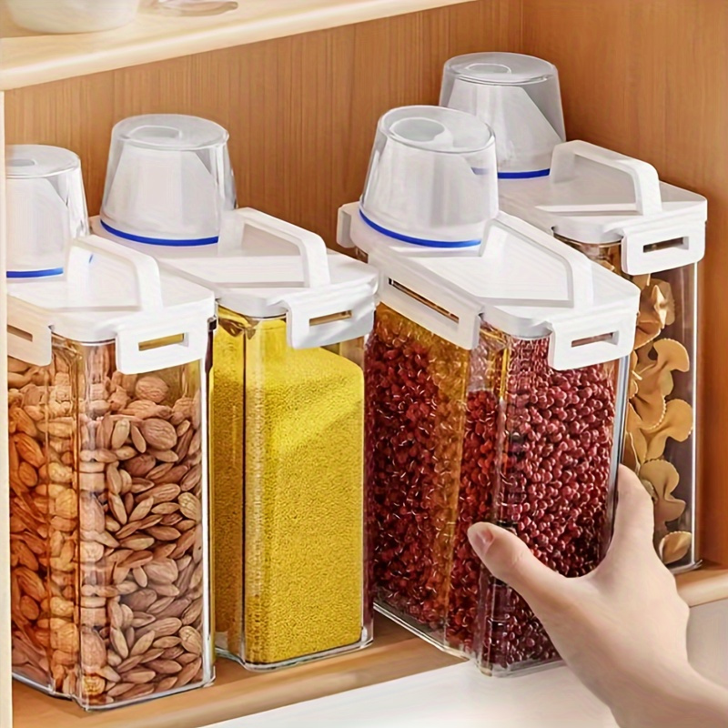  4pcs 2 5l 84oz sealed food storage box rice storage jar for kitchen   clear stackable kitchen organizer se Product details 4