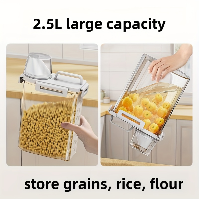   4pcs 2 5l 84oz sealed food storage box rice storage jar for kitchen   clear stackable kitchen organizer se Product details 2