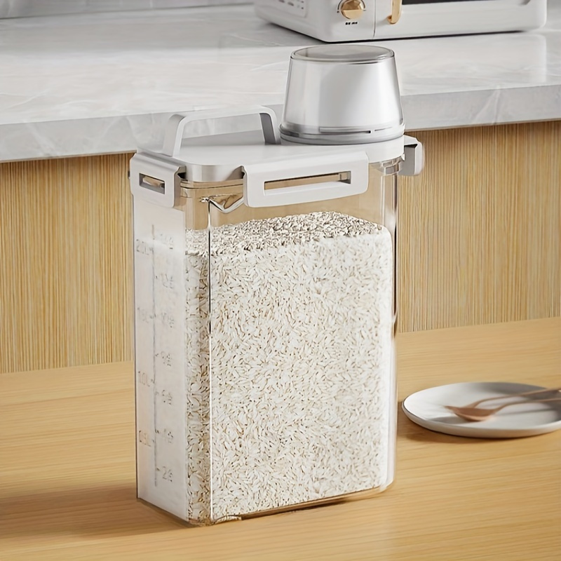   4pcs 2 5l 84oz sealed food storage box rice storage jar for kitchen   clear stackable kitchen organizer se Product details 6