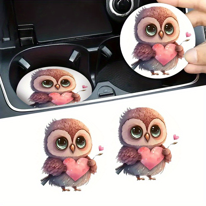 

2pcs Owl Pattern Car 2.75- Car Cup Mat, To Car Cup Pu Coaster