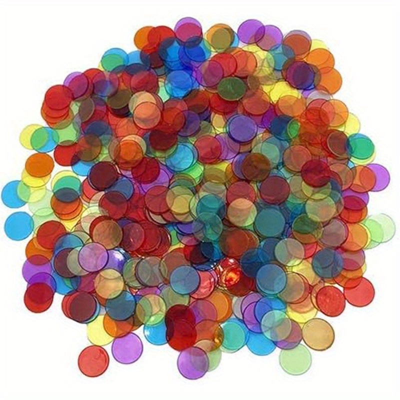 

500 Pieces 3/4 Inch Transparent Mixed Color Bingo Counting Chips