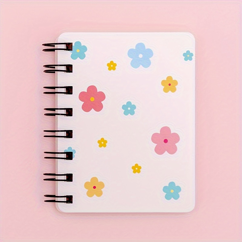 

4-pack A7 Spiral Notebooks With 80 Sheets Each - Mini Notepads With Colorful Flower And Heart Designs