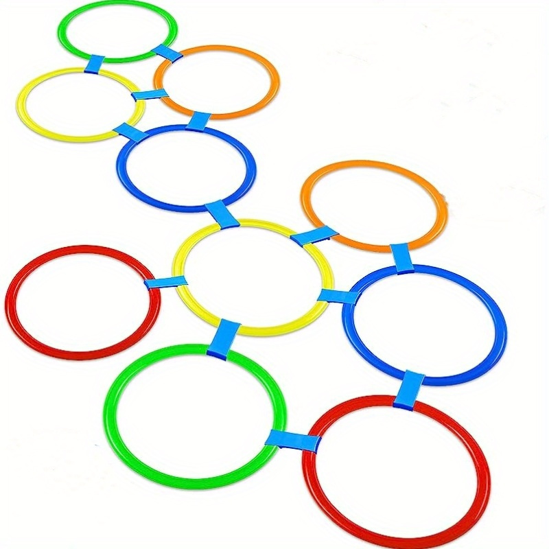 TEMU 10pcs Multicolored Agility Ring Set, Portable, Customizable Games For Balance & Coordination