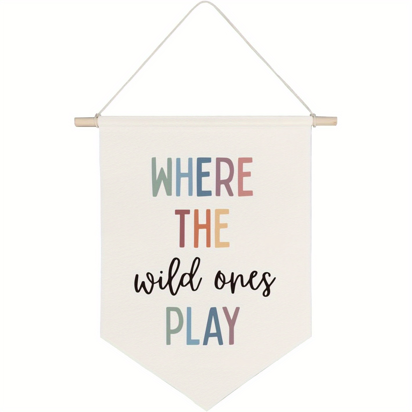 

Boho Kids Room Decor 'where The Wild Ones Play' Banner, Polyester Canvas Hanging Pennant Flag For Game Room, Nursery, Back To School, Beach Party, Anniversary, Graduation
