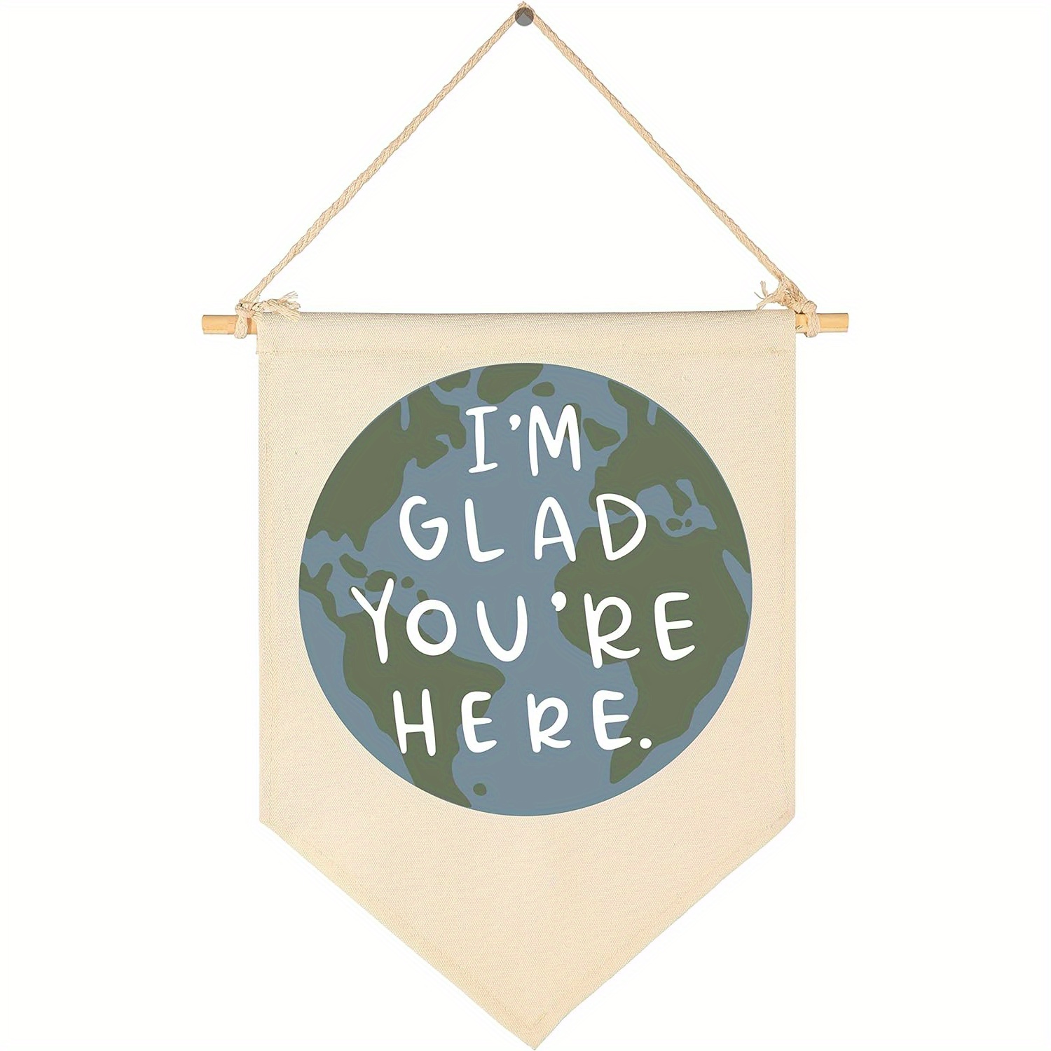 

Glad You're Here" Canvas Triangle Banner - Perfect For Classroom Decor, Teacher Appreciation, Birthday & Christmas Gifts