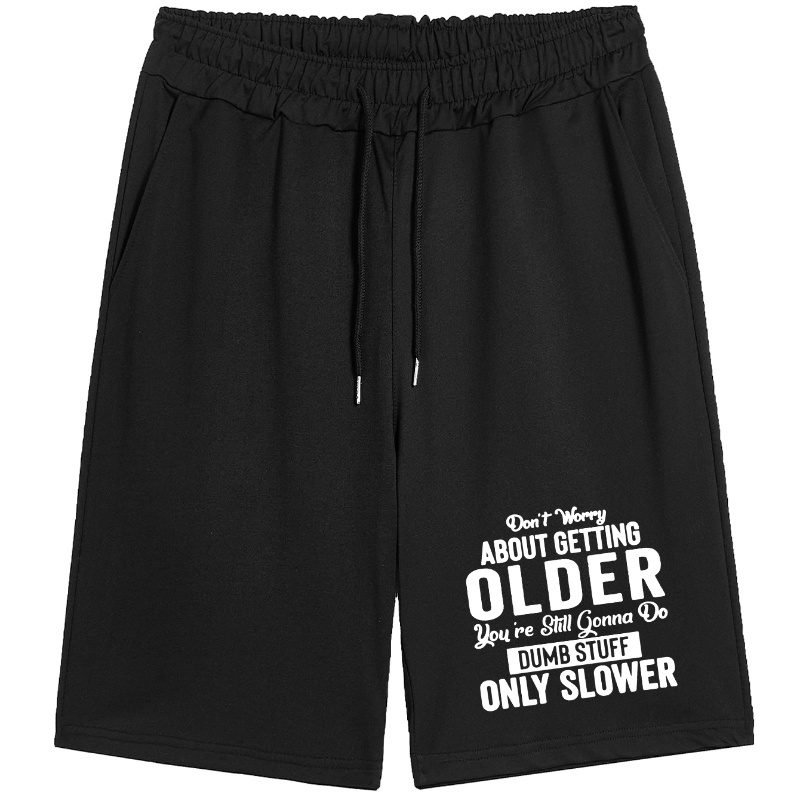 

Plus Size Shorts, Older Graphic Print Shorts For Men, Summer Stylish Outdoor Sports Shorts For Males