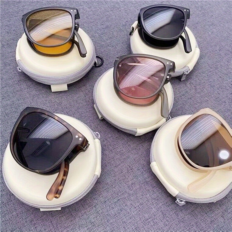 

Ladies' Foldable Fashion Glasses With Portable Storage Box Stylish Square Frame Decorative Glasses Perfect Choice For Outdoor Activities And Travel