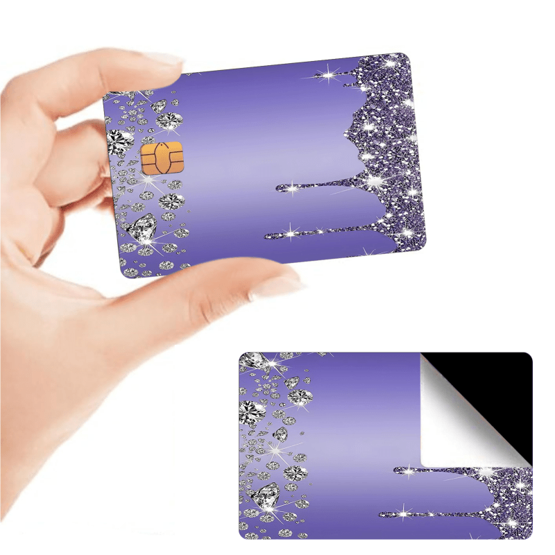 

2-piece Glitter Diamond Purple Ultra-thin Card Protectors - Waterproof & Scratch-resistant, Secure Grip For Credit & Key Cards