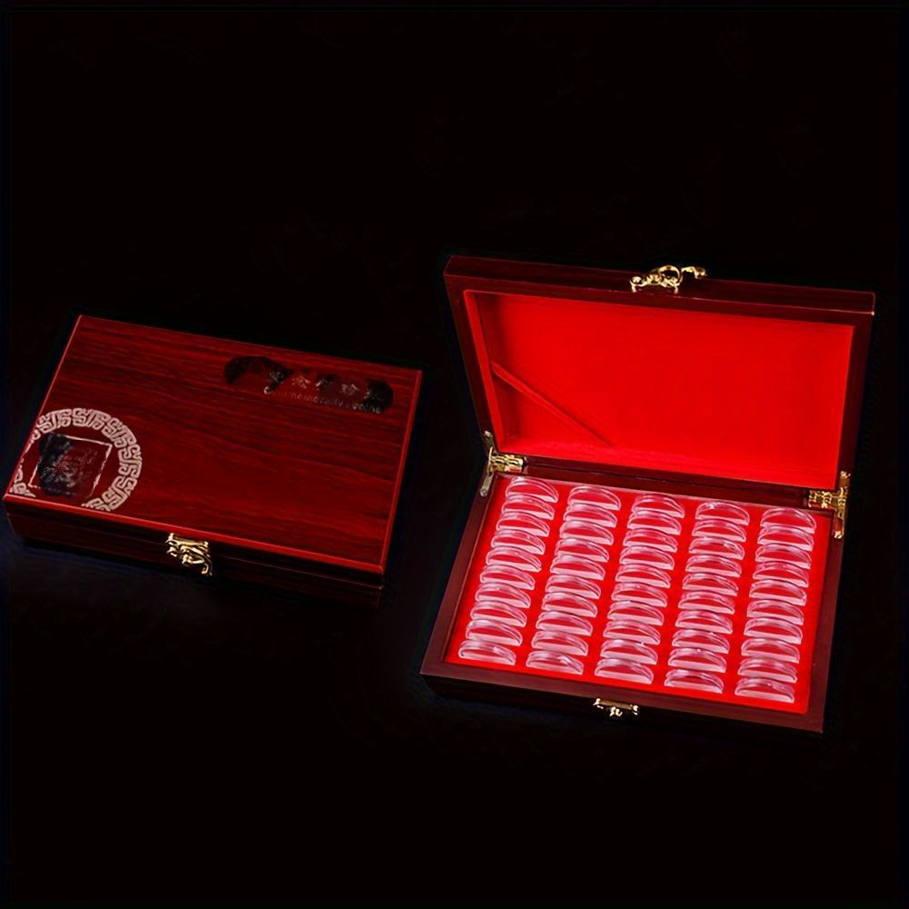 

1set 50pcs Commemorative Coin Box Zodiac Commemorative Coin With Adjustable Inner Pad Round Box