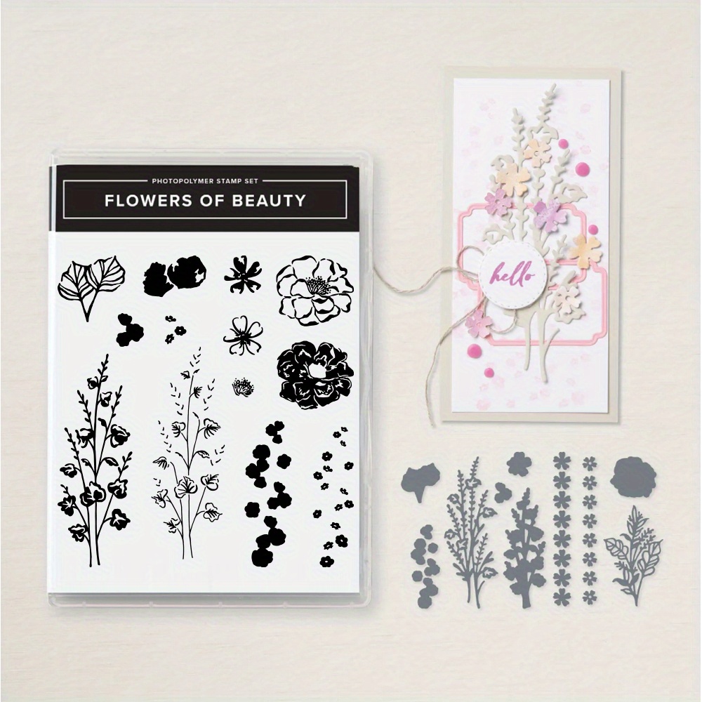 

Spring Stamp & Die Set - Beautiful Flower Designs For Scrapbooking, Card Making & Paper Crafts