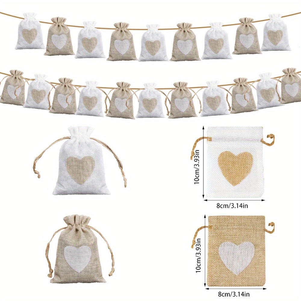 

Value Pack 20pcs Natural Linen Burlap Bag, Jute Gift Bag, Drawstring Bag, Wedding Party Supplies, Jewelry Bag, Storage Pouch, Candy Bag, For Gift Shops