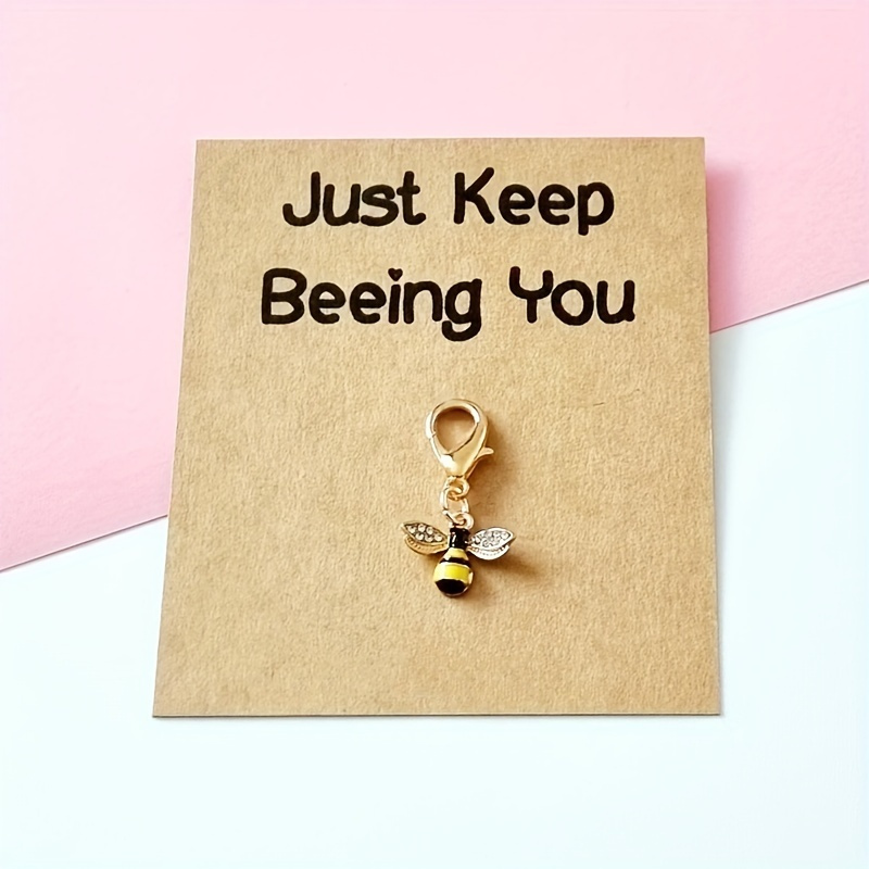 

1pc/2pcs "just Keep You" Bee Charm, Cute Inspirational Positivity Gift With Lobster Clasp