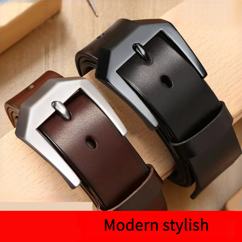 

1pc Men's Leather Belt, Men's Pin Buckle Soft Leather Retro Cowboy Trend Casual Punch Belt