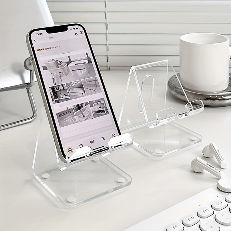 

sturdy Support" Acrylic Phone Stand For All Smartphones 4-8 Inches - Desk Accessory, Office Supplies