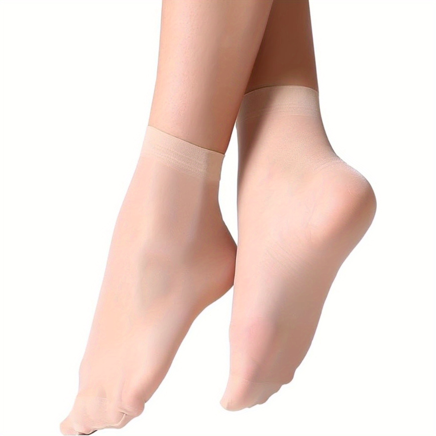 

12 Pairs Sheer Ankle High Socks For Women - Nylon Reinforced Toe, Smooth Glossy , Hand Washable, Everyday Socks