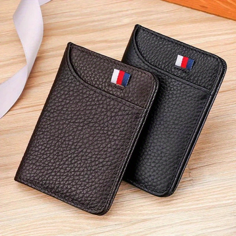 

1pc Men's Minimalism Pu Leather Credit Card Wallet, Men's Fashion Soft Thin Id Card Holder, Slim Small Business Cards Cases Holder