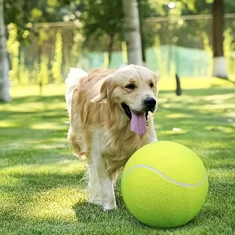 

Large Interactive Tennis Ball Dog Toy For All Breed Sizes - Non-toxic Rubber Material, Inflatable And Durable Chew Toy For Training And Playtime