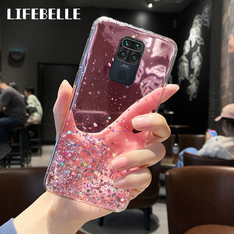 

Coque pour Xiaomi Note 9 / Note 9 Pro / Note 9S, Mode Luxe pour Femmes avec Étoiles Scintillantes en Feuille, Coque Transparente Souple en Caoutchouc TPU avec Brillant