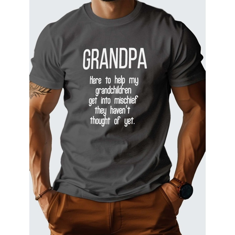 

Grandpa Print Tee Shirt, Tees For Men, Casual Short Sleeve T-shirt For Summer