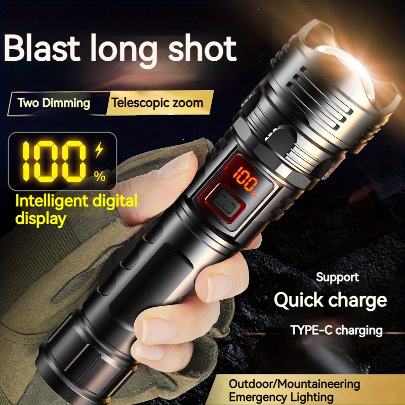 

High Power Led Flashlight, Super Bright Long Range Torch, Rechargeable Powerful Outdoor Camping Flashlight