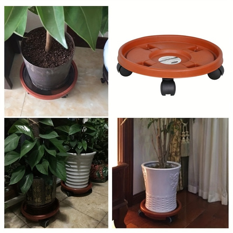 

Sturdy & Detachable Plant Caddy - Brick Red, Thick Resin With 360° Swivel Wheels For Indoor/outdoor Use - Perfect For Heavy Pots & Vases