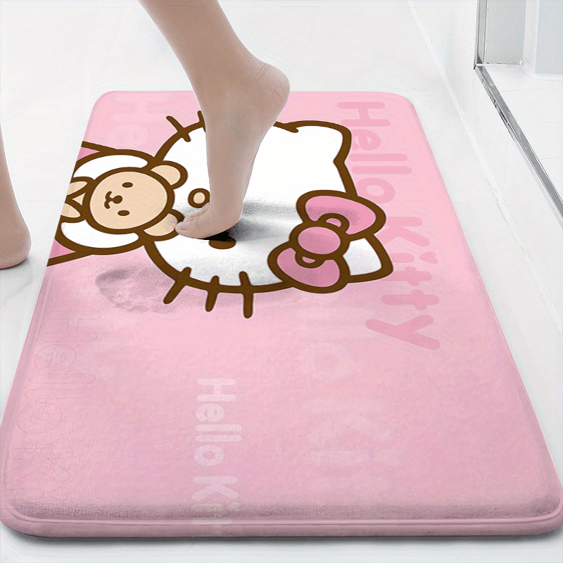 

Hello Kitty Cute Cartoon Door Mat - Non-slip, Machine Washable Polyester Rug For Living Room, Bedroom, Bathroom - Licensed
