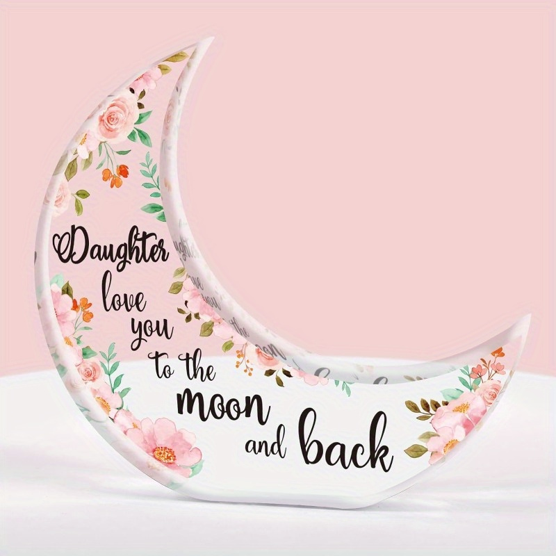 

Cherished Daughter Moon-shaped Acrylic Keepsake - Perfect Birthday, Graduation, Or Christmas Gift From Mom & Dad