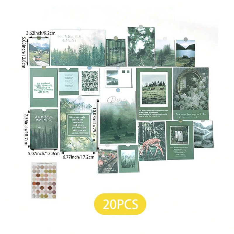 20pcs Mountain Series Wall Art Stickers - Home Decor Room Accent Cards