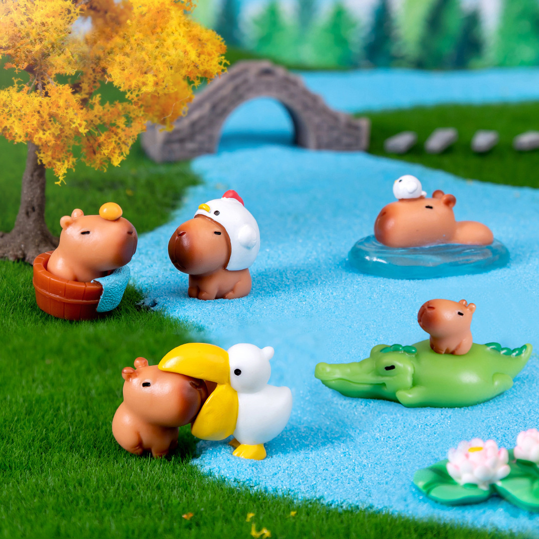 

10pcs Cute Cartoon Capybara, Micro-landscape, Desktop Decorations, Funny Capybara, Capybara Ornament, Figures, Valentine's Day Gifts, Holiday Gifts