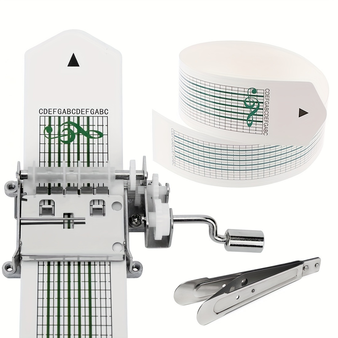 Image of Do It Yourself Music Box Set Featuring -note Magnetic Tape, A Hand-cranked Mechanism, A Punch Tool, And 20 Blank Tapes, Perfect For A Personalized Song Gift