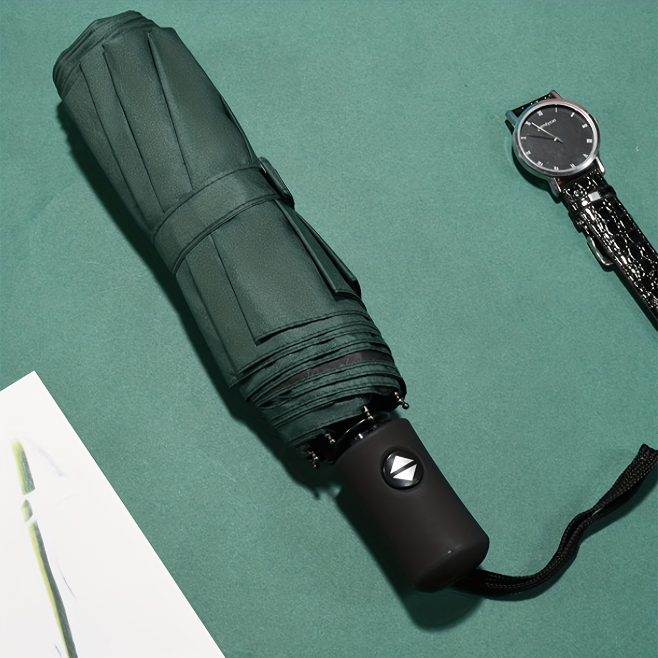 

Automatic Solid Colour Folding Umbrella, Casual Durable Compact Umbrella For Men's & Women's Outdoor Activities