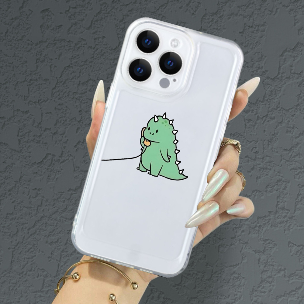 

Cartoon Dinosaur Design Tpu Phone Case For 15 14 13 12 11 Xs Xr X 7 8 9 Mini Plus Pro Max Se - Full-body Shockproof Protective Cover