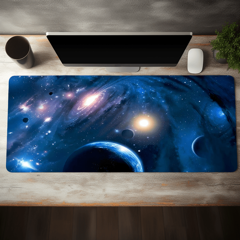 

Universe Galaxy Space Large Desk Mat - Non-slip Rubber Base, Stitched Edge, Office Desk Accessories, Gaming Mouse Pad For Laptop Desktop, Home Office Game - 35.4x15.7 Inch Planet Solar System Design
