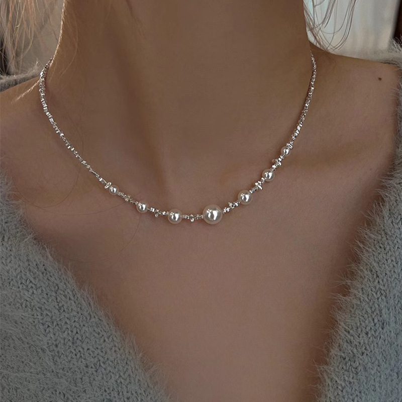 Image of S925 Silver-plastic Necklace For Women, Light Luxury, High-end, Elegant Collar Chain, , Romantic And Elegant. Suitable For Men As A Gift For Their Girlfriends, For Engagement, Wedding Anniversary