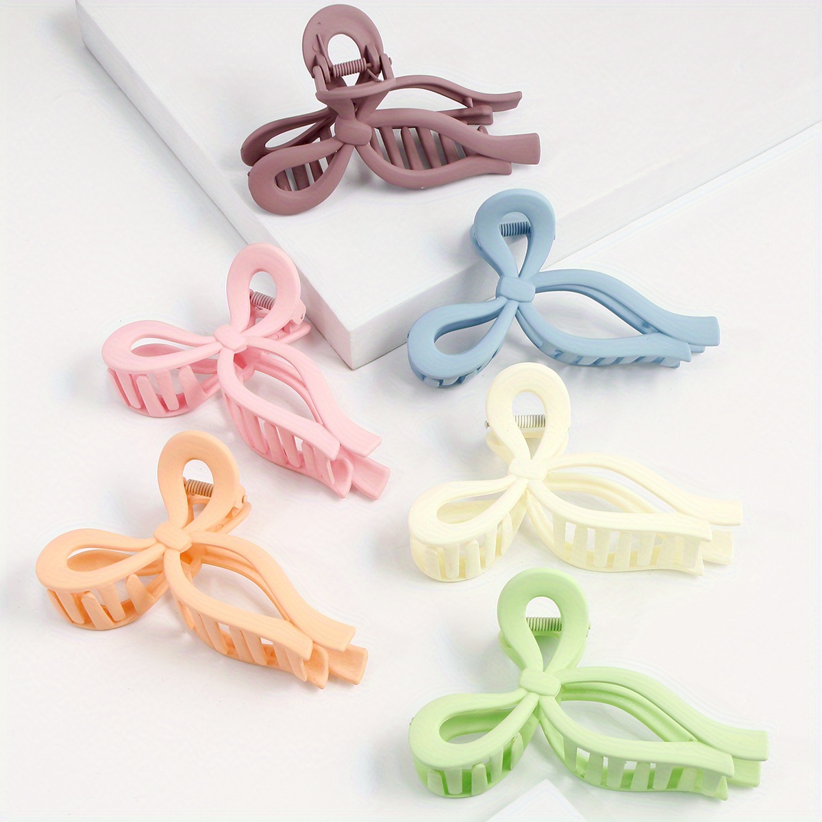 

6pcs/set Bow Hair Claws, Pastel Candy Colors, Elegant & Cute Design, Strong Grip Hair Clips For Daily Life And Parties, Hair Accessories