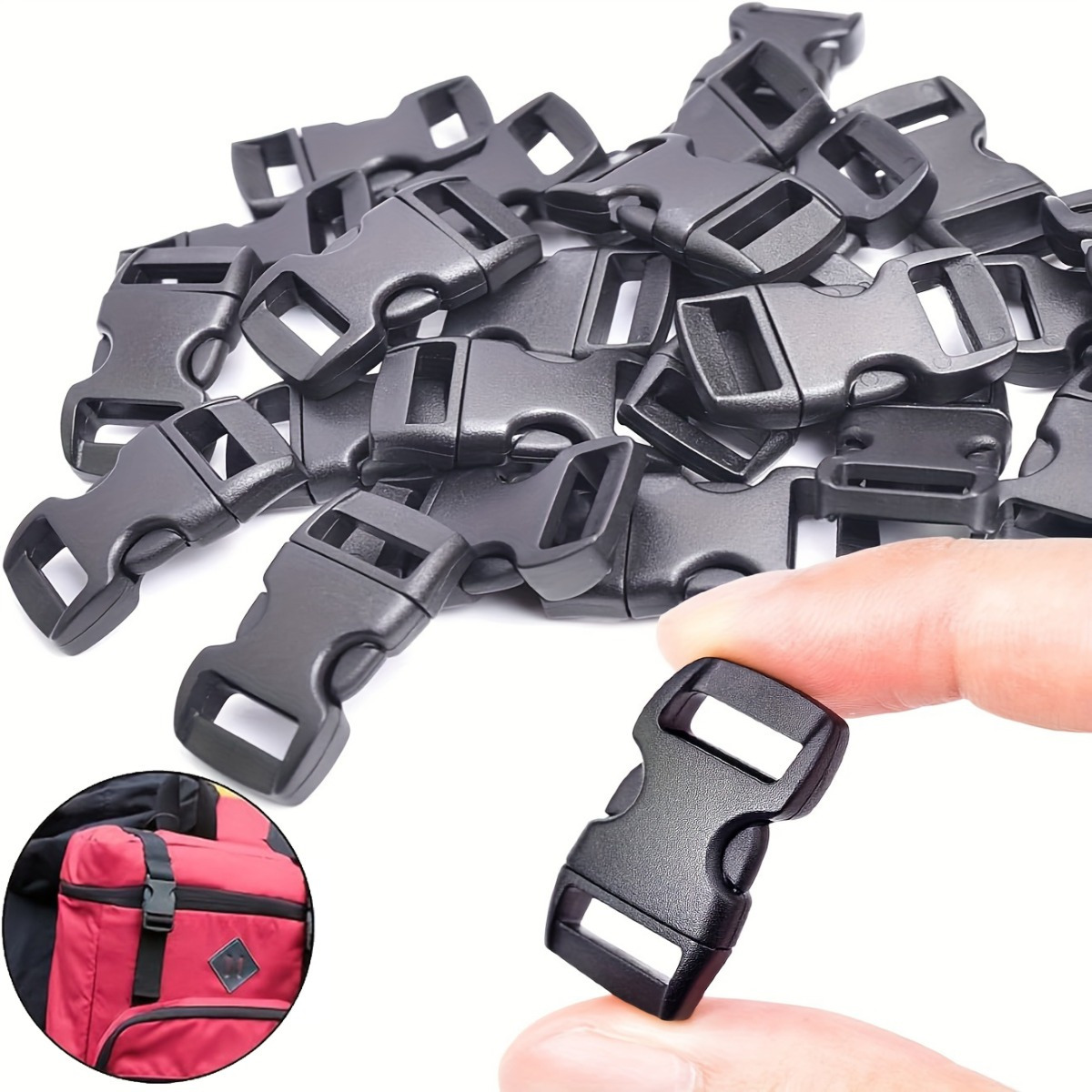 

20/40/60pcs, Plastic Quick Release Buckles For Diy Paracord Bracelets And Dog Collar Straps - 3/8 Inch Curved Clips