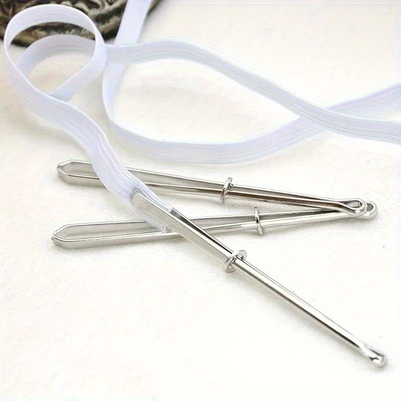 Elastic Band Threader Clip for Sewing DIY, Belt Guide Needle Tool for Trousers, 1pc White