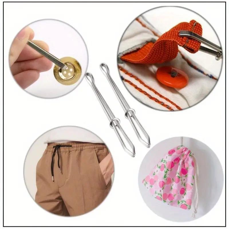 Elastic Band Threader Clip for Sewing DIY, Belt Guide Needle Tool for Trousers, 1pc White