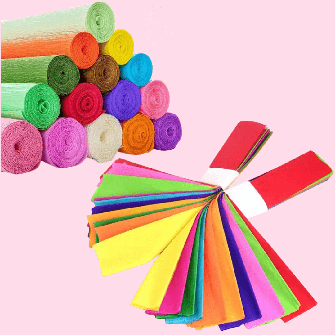 

Multi-color Crepe Paper Assortment: 10 Pcs Of Wrinkle Paper For Diy Crafts, Parties, And Decorations - Includes 1pc Of 10 Colors