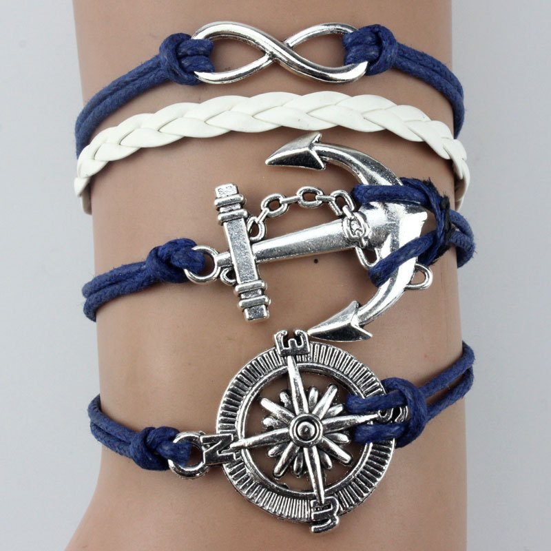 TEMU Retro Boat Anchor 8-shaped Bracelet, Diy Rope Bracelet, For Men And Women