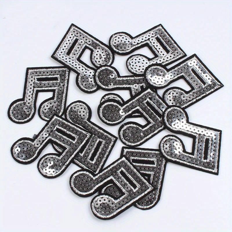 

10pcs Silvery Sequined Patches, Diy Sew-on For & Backpacks - Decorative Embroidered For Clothing And Accessories