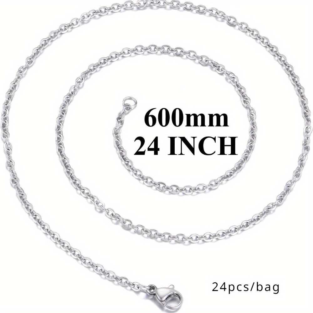 TEMU Paquete de 24 Collares de 18 Pulgadas con Eslabones de Acero Inoxidable, Cadena para Collar con Cierres de Langosta para Fabricación de Joyas