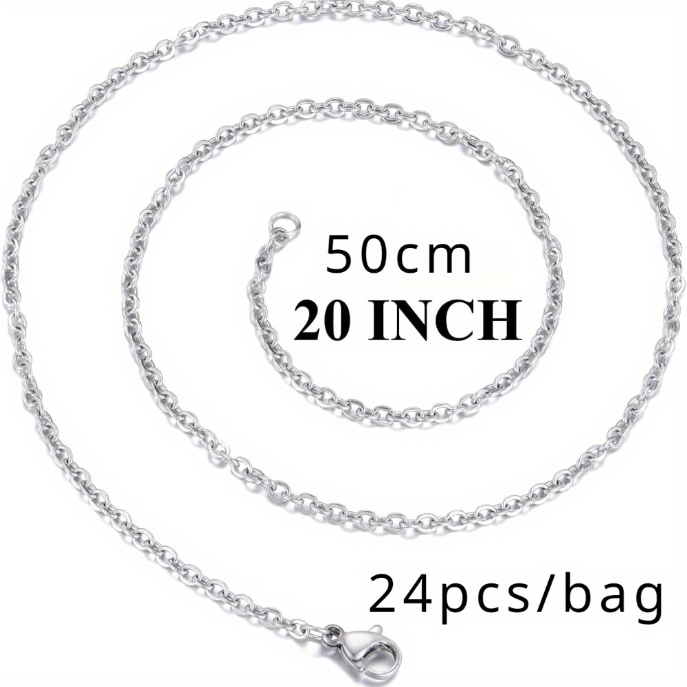 Image of 24 Pack 18 Inch Necklace Chain Stainless Steel Link Cable Chain Necklace With Lobster Clasps For Jewelry Making