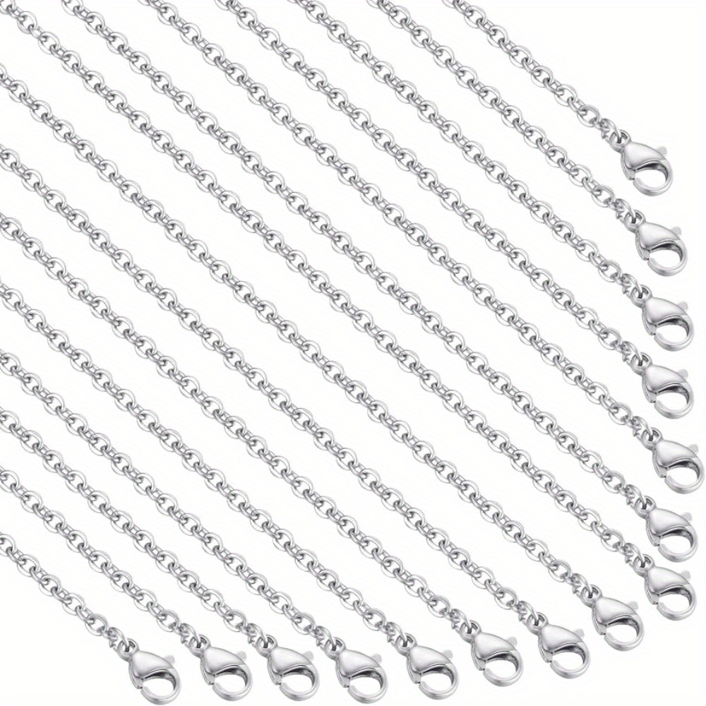 

Lot de 24 chaînes en acier inoxydable avec fermoirs mousqueton - Colliers durables, tendance et légers de 18 pouces pour la fabrication de bijoux DIY