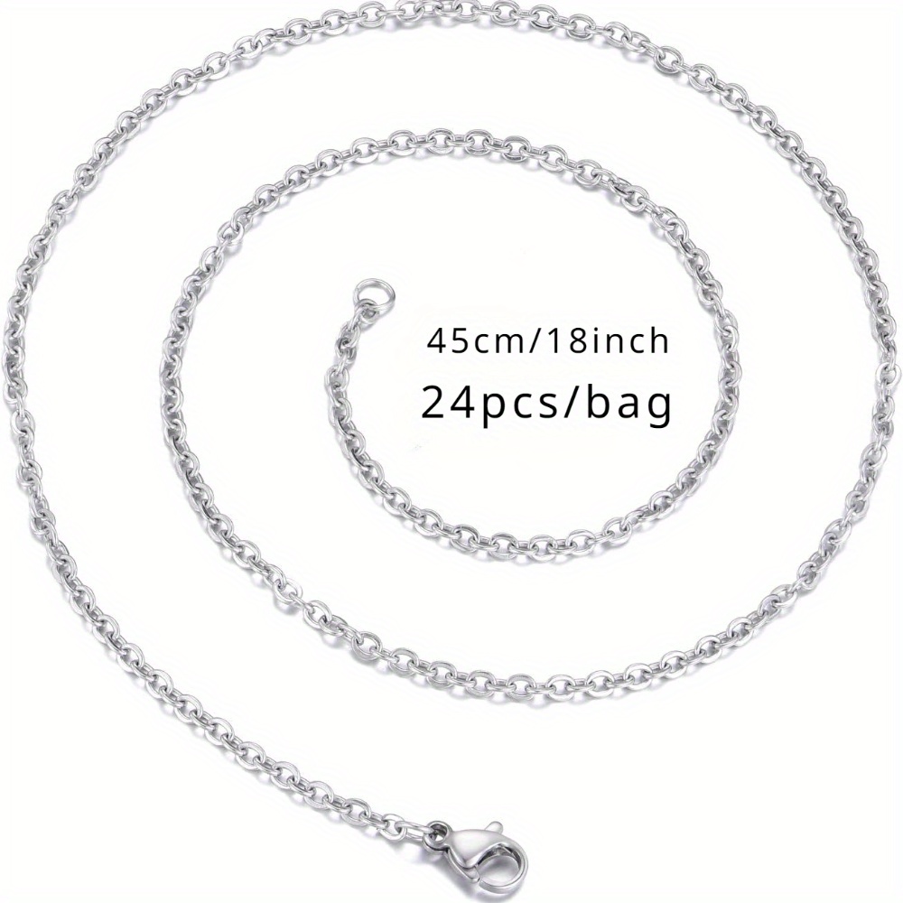 TEMU 24 Pack 18 Inch Necklace Chain Stainless Steel Link Cable Chain Necklace With Lobster Clasps For Jewelry Making
