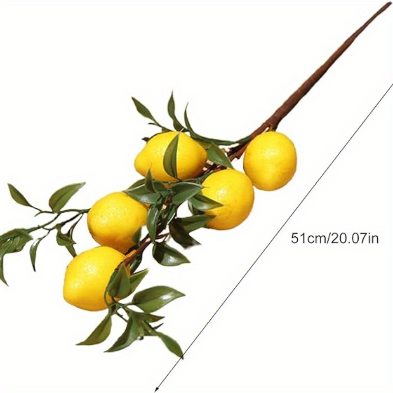 6pcs lifelike artificial lemon tree branches with green leaves perfect for home wedding and garden decor artificial leaves for decoration lemon decorations for home