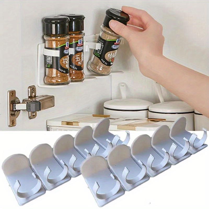 

Space-saving Self-adhesive Spice Rack - Wall & Cabinet Door Organizer For Seasoning Bottles, , Pp Material