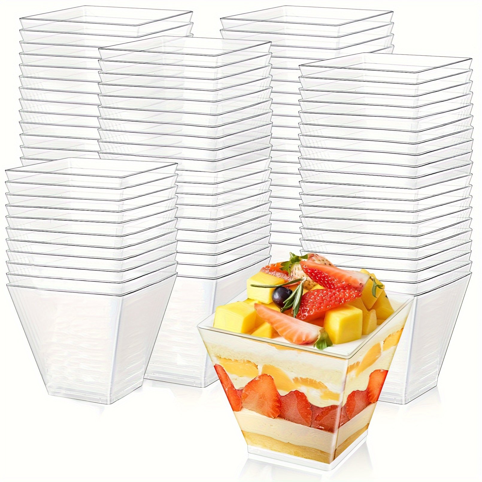 50 pet plastic dessert cups 2oz clear mini snack glass can only be washed   for chocolate cheese cake cream mousse pirat family activities