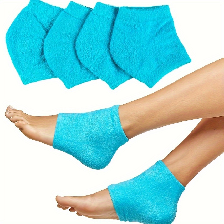 

2-pack Gel Lined Fuzzy Spa Socks For Dry Heels, Unscented Moisturizing Toeless Heel Socks For Sleep, Foot Care Gift For Women